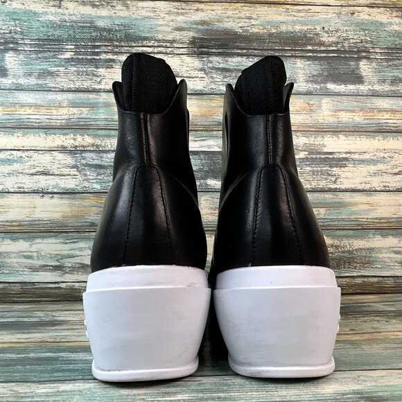 Under Armour Sportwear High Top Sneaker Womens 9.5 Black Leather Neoprene Lining - Picture 4 of 11